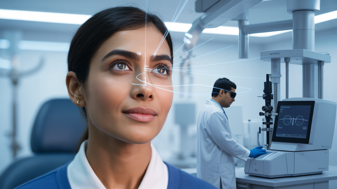 Advanced LASIK eye surgery procedure in a modern Delhi NCR eye clinic using precision laser technology